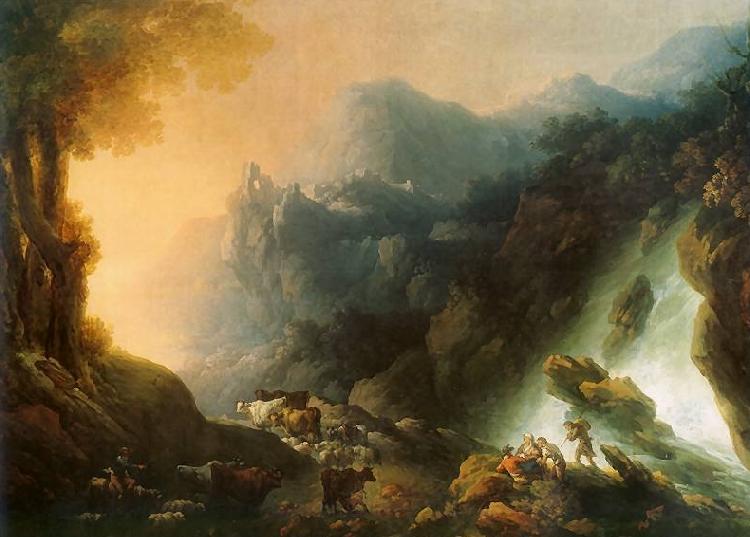 Franciszek Ksawery Lampi The mountain scenery from waterfall oil painting image